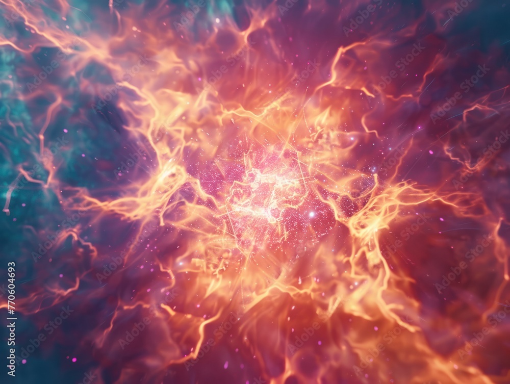 Poster quantum entanglement visualization, abstract particles in a dance of connectivity,generative ai