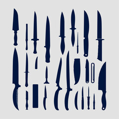 knife silhouette collection  knife icons