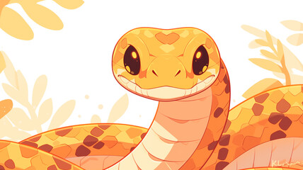 Fototapeta premium Hand drawn cartoon cute zodiac snake illustration 