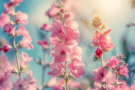 spring flowers background, sunny day