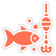 Hooked Fish Vector Icon Design Illustration