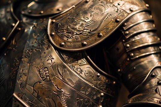 detailed etching on a suit of plate armor