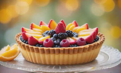 Macro close-up of colorful and delicious fruit pies. AI generation.