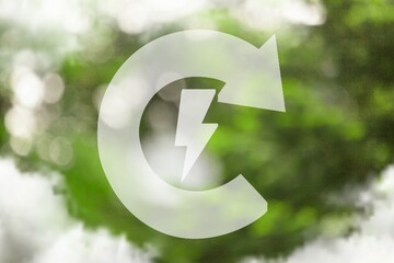 The renewable energy on the green nature background - obrazy, fototapety, plakaty