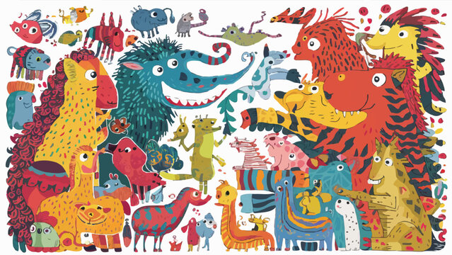 Enchanting Unicorns and Friends: A Variety of Whimsical Animals and Birds Await Children's Paintbrushes! Dive into a World of Playful Designs and Interactions, Igniting Young Imaginations with Joyful 