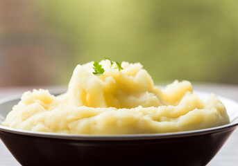 Close up of bowl of mashed potatoes - 770615019