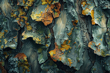 Generate AI-crafted abstract images showcasing intricate patterns found in tree bark, capturing the...
