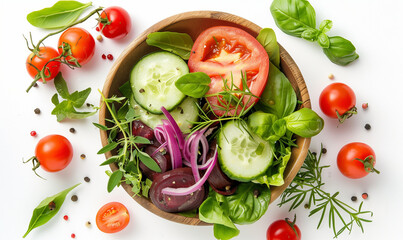 Fresh Fare: Garden Vegetables and Herbs for Summer Salad.
