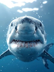 A realistic 3D shark, clean white background