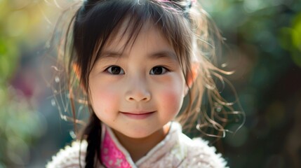 a very cute chinese girl with bright eyes
