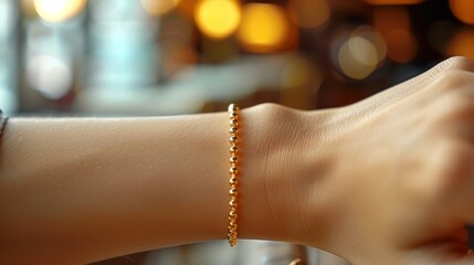 hand woman with a silver, gold , pearl bracelets - obrazy, fototapety, plakaty