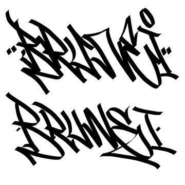 BRUNEI letter the country name on the world digital illustration graffiti handstyle signature symbol tags painting with black and white color