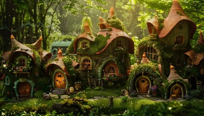 Fototapeta premium village with elves cottages