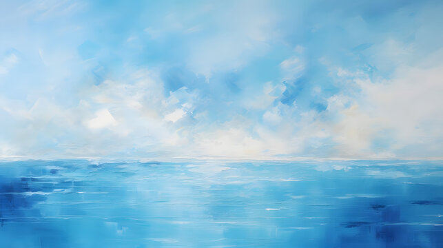 Sapphire Waters Serenity, abstract landscape art