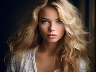 Fototapeta premium blond woman portrait, blond woman illustration portrait, blond