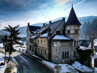 Winter scenery of Susica Castle, Croatia. - obrazy, fototapety, plakaty
