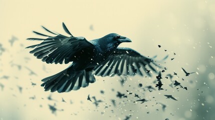   A blue bird in flight, wings spread wide