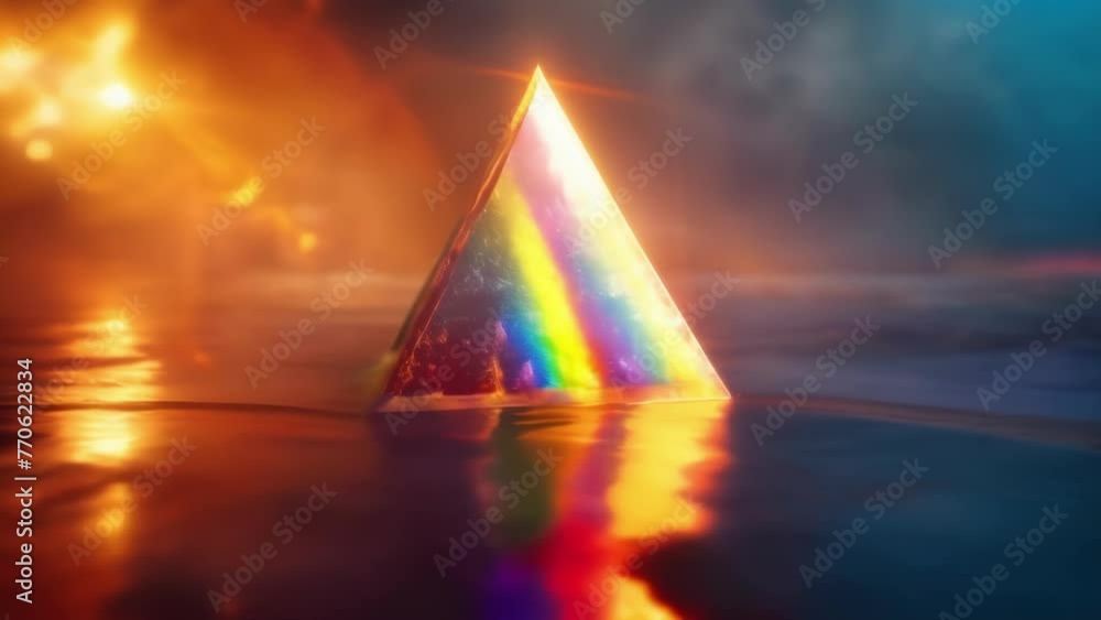 Poster a holographic prism refracting beams of light in all directions symbolizing the infinite possibiliti