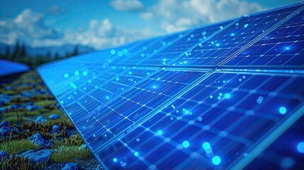 
Renewable energy that comes from solar cells, wind turbines, and water power that help create renewable energy.