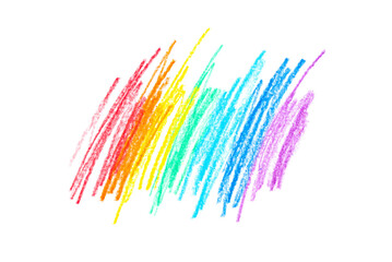 A photo of a rainbow drawn with colored pencils isolated on a transparent background.