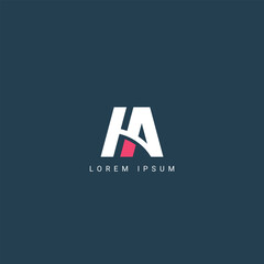 Fototapeta premium Minimal creative initial based AH logo and HA logo. Letter AH HA creative elegant monogram white color on black background