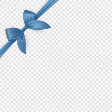 Vector Realistic Silk Blue Gift Ribbon, Satin Bow for Greeting Card, Gift, Isolated. Bow Design Template, Concept for Birthday, Christmas Presents, Gifts, Invitation, Box