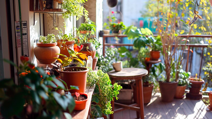 urban gardening organic sustainable garden, apartment, balcony in a city