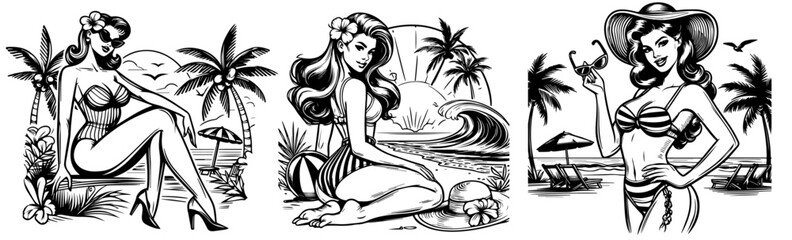 Obraz na płótnie Canvas beach pin-up girl