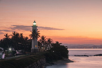 Lighthouse in Galle fort at beautiful dawn. South coast of Sri Lanka.. - 770627035