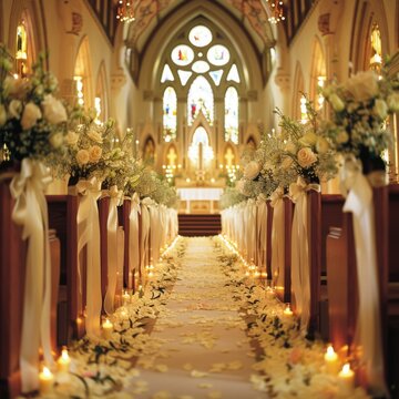 wedding hall decorations, church wedding decorations 