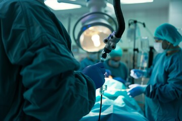 surgeon using endoscope during a surgery - obrazy, fototapety, plakaty