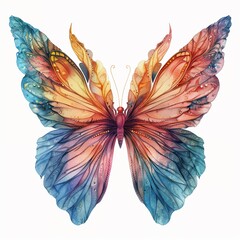 Translucent Butterfly Watercolor with Vivid Hues