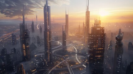 Technological Future Urban Illustration: Urban Background Materials
