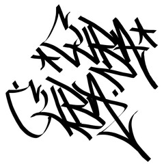 CUBA letter the country name on the world digital illustration graffiti handstyle signature symbol tags painting with black and white color