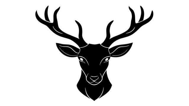 deer head silhouette white background 