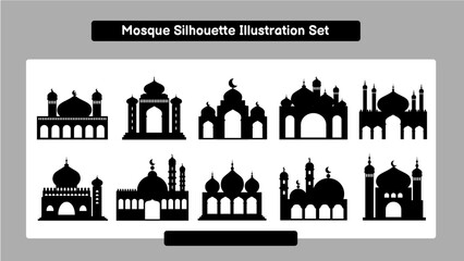 Mosque Silhouette Illustration Set