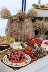 Assorted desserts displayed on table