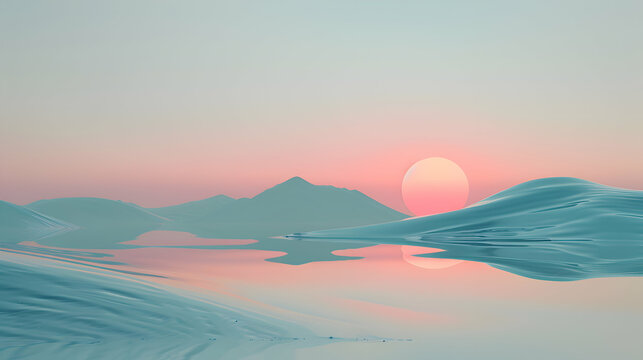 A serene landscape emerges from the graceful interplay of intersecting lines and circles, soothing the mind with its minimalist elegance