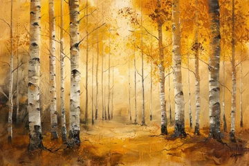 Fototapeten Imagine a beautiful oak grove depicted with intricate paint strokes. © tonstock