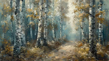 Möbelaufkleber Imagine a beautiful oak grove depicted with intricate paint strokes. © tonstock