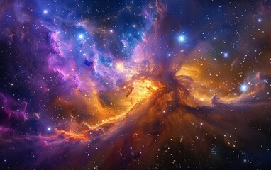 Imagine a mesmerizing night sky lit up by a brilliant display of twinkling stars and swirling galaxies, painting a wondrous cosmic tapestry in the darkness of the universe.