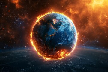 The impact of climate change on Earth, a spectacular view from outer space. Vivid 3D visualization - Components of this graphic provided by NASA.