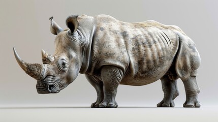 Sketch a photorealistic image of a rhino its skin armor-like - obrazy, fototapety, plakaty