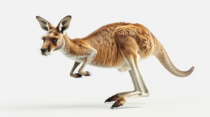 Naklejka na ściany i meble Showcase a photorealistic image of a kangaroo mid-hop
