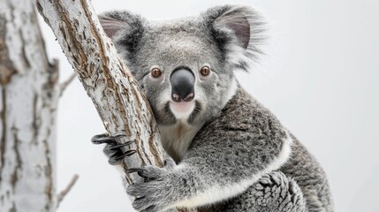 Visualize a photorealistic koala its soft fur detailed