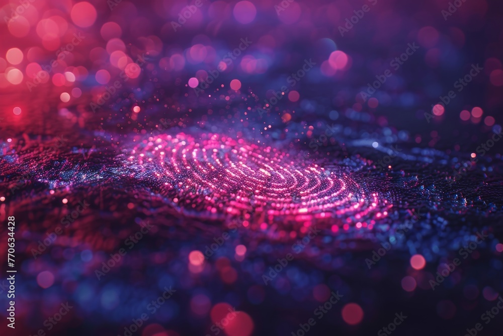 Aufkleber neon background enhances the visual appeal of the cyber security system using fingerprint technology