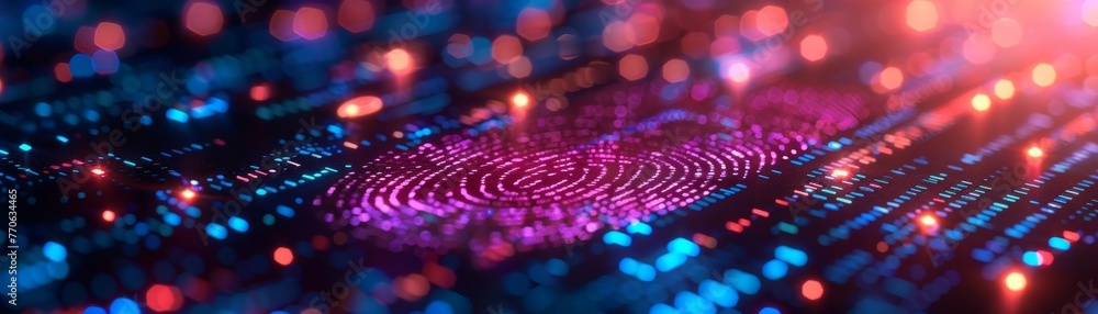 Aufkleber neon background enhances the visual appeal of the cyber security system using fingerprint technology