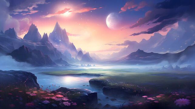 Fototapeta cool dreamy fantasy style wallpaper, dreamy wallpaper, dreamy colorfull bright wallpaper