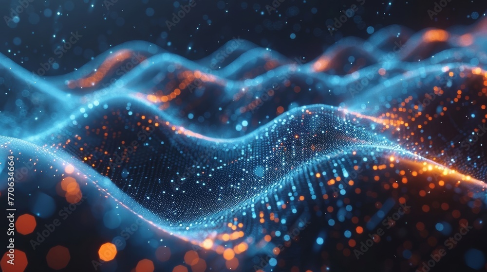 Poster digital research on artificial intelligence, online data exchange, technological advancements in com