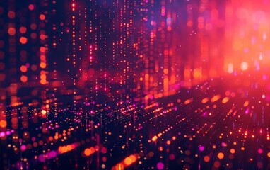 Digital binary code background with glitch distortion.